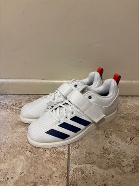 Adidas Powerlift 5 Weightlifting Shoes White/Blue/Orange Men’s 9.5 JP9878